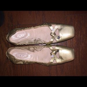 Tod’s Metallic Gold Ballet Flat
